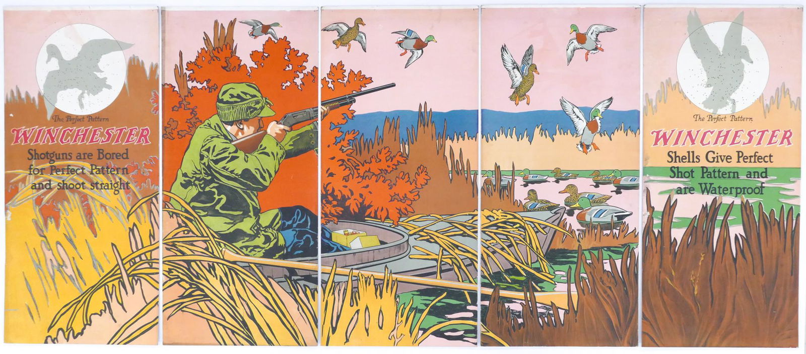 1920's Winchester 5 Panel Advertising Double Sided Sign- Shotgun Shells / Stoves (1 of 2)