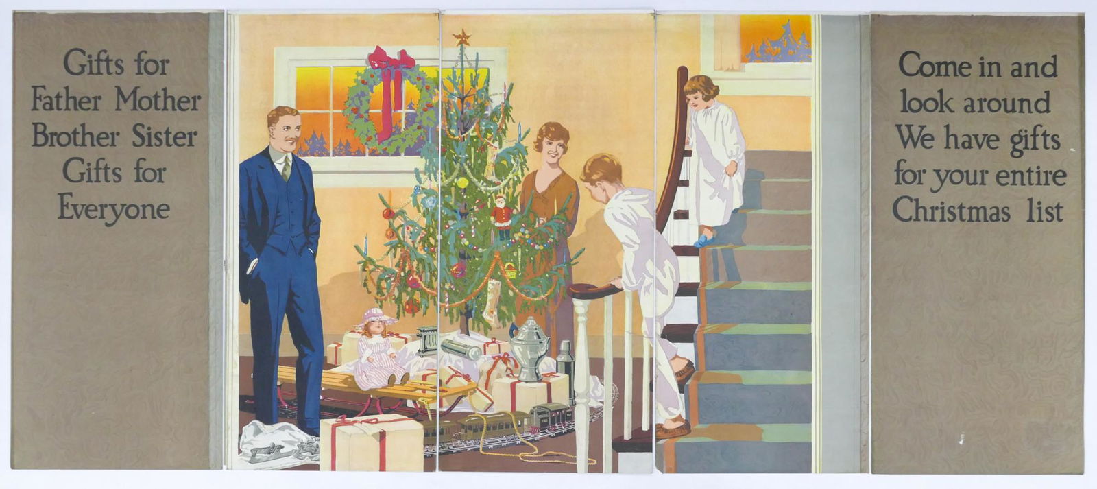 1920's Winchester 5 Panel Advertising Double Sided Sign- Holiday Gifts (1 of 2)