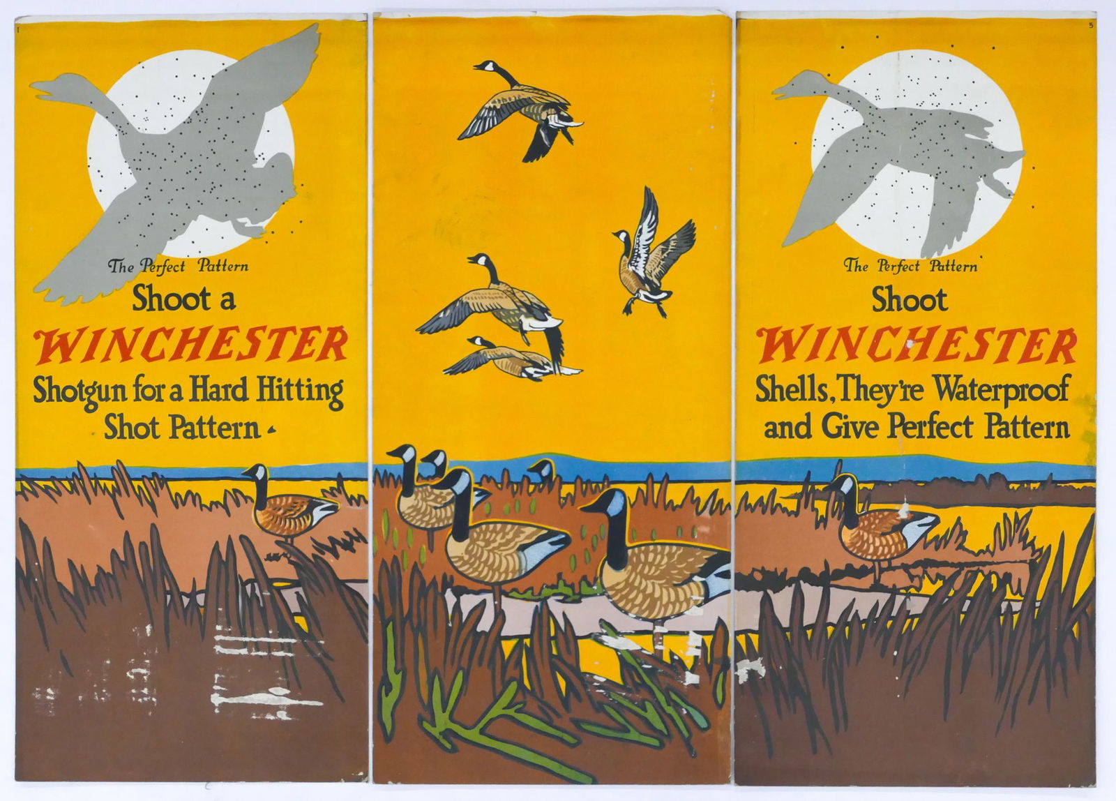 3pc 1920's Winchester Advertising Signs- Shotguns (1 of 2)