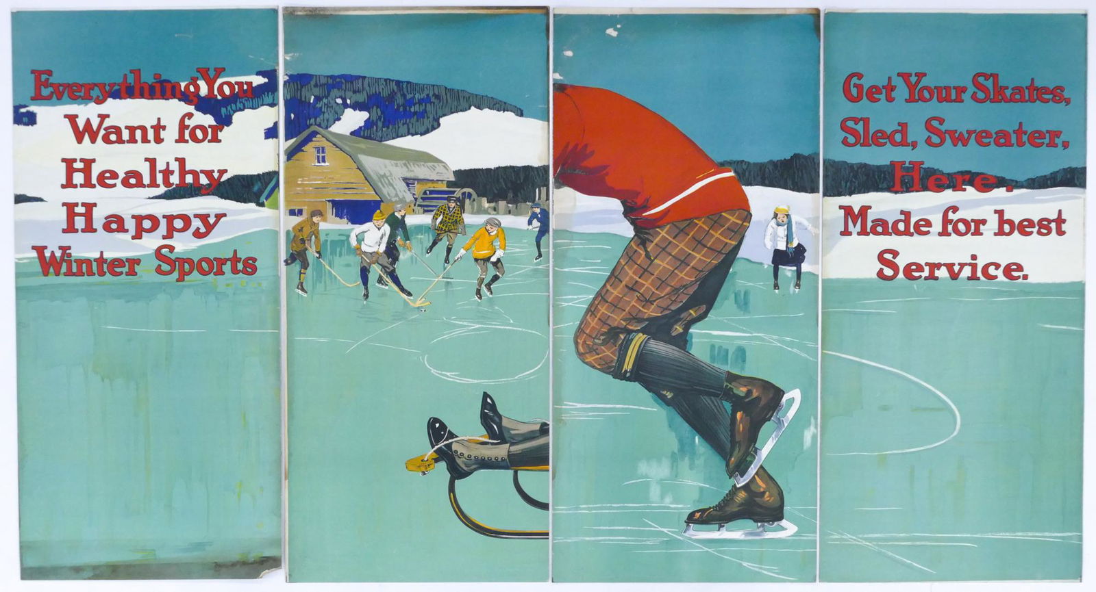 4pc 1920's Winchester Advertising Signs- Ice Skates (1 of 2)