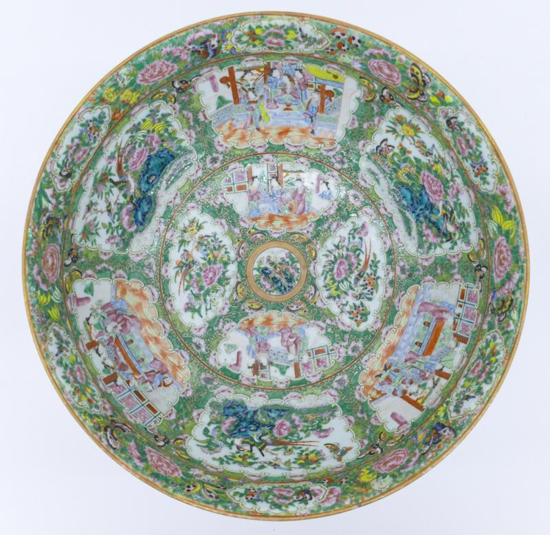 Chinese Qing Rose Mandarin Large Punchbowl (1 of 7)