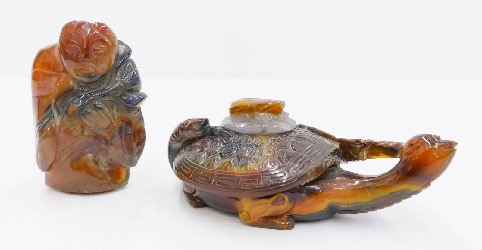 2pc Chinese Carnelian Agate Figures (1 of 3)
