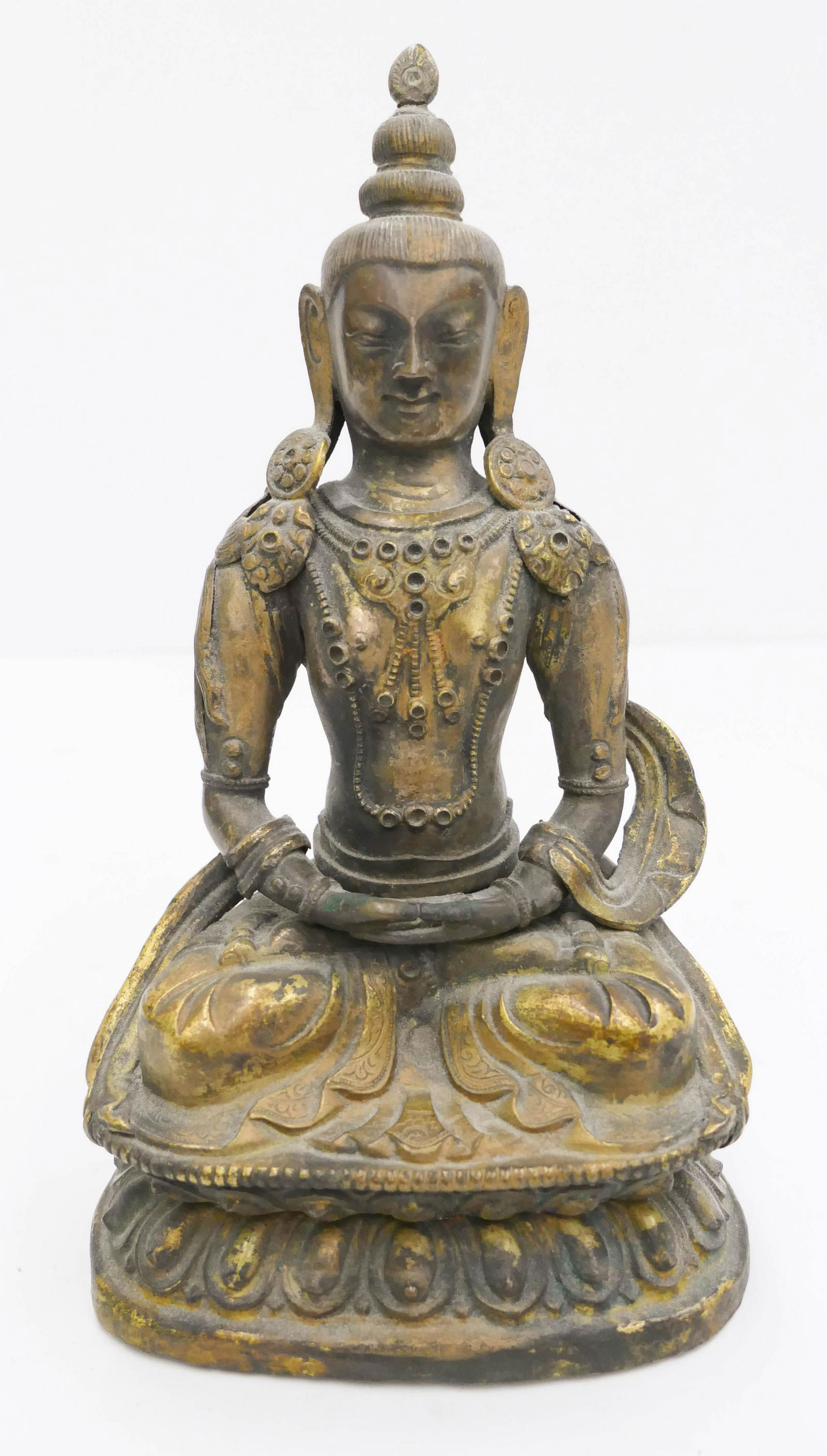 Chinese 19th Cent. Gilt Copper Seated Tara (1 of 4)