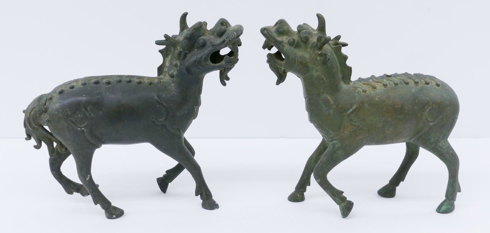 Pair Chinese Qing Bronze Qilin Figures (1 of 3)