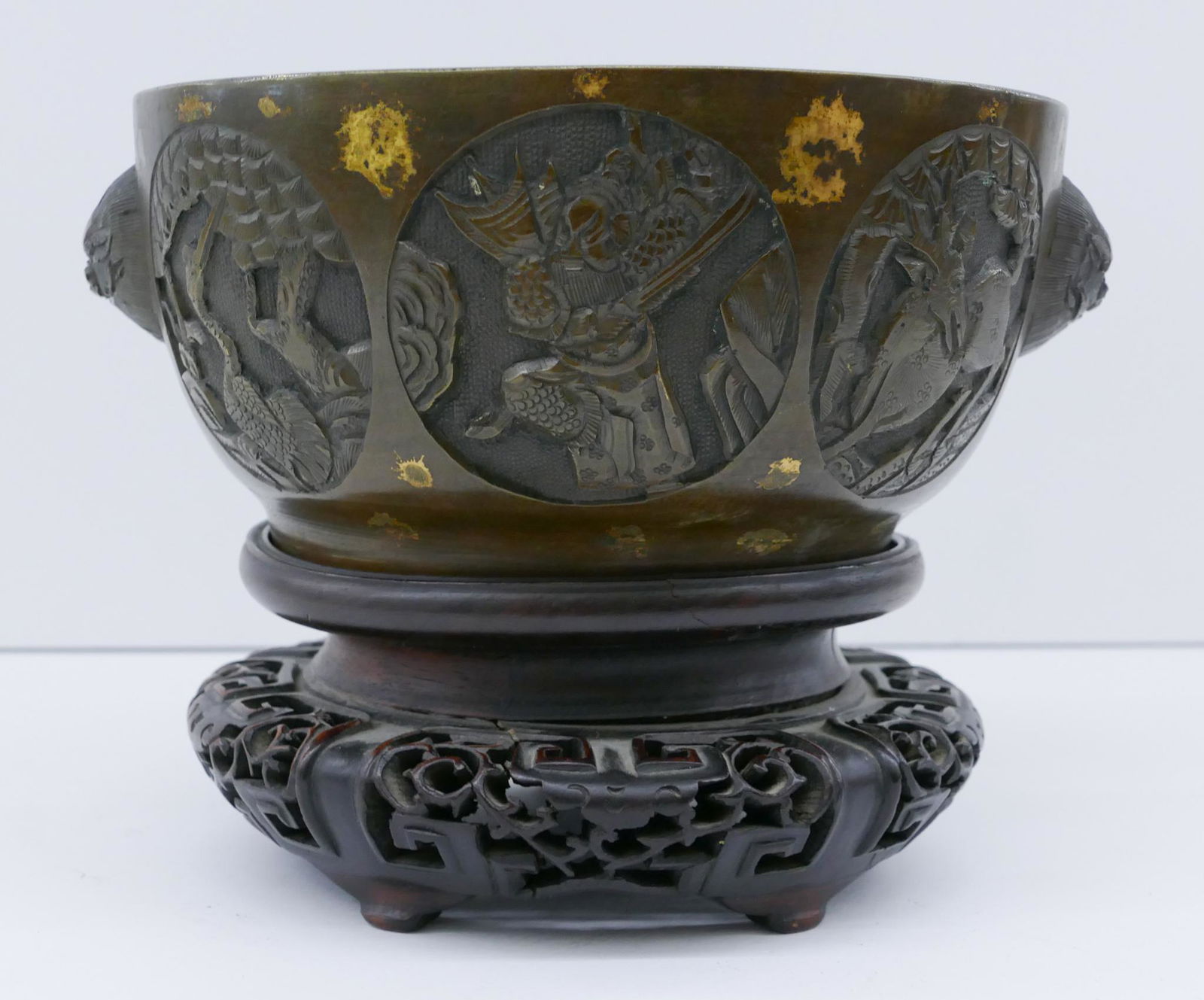 Chinese Qing Bronze Gold Splash Censer on Stand (1 of 6)