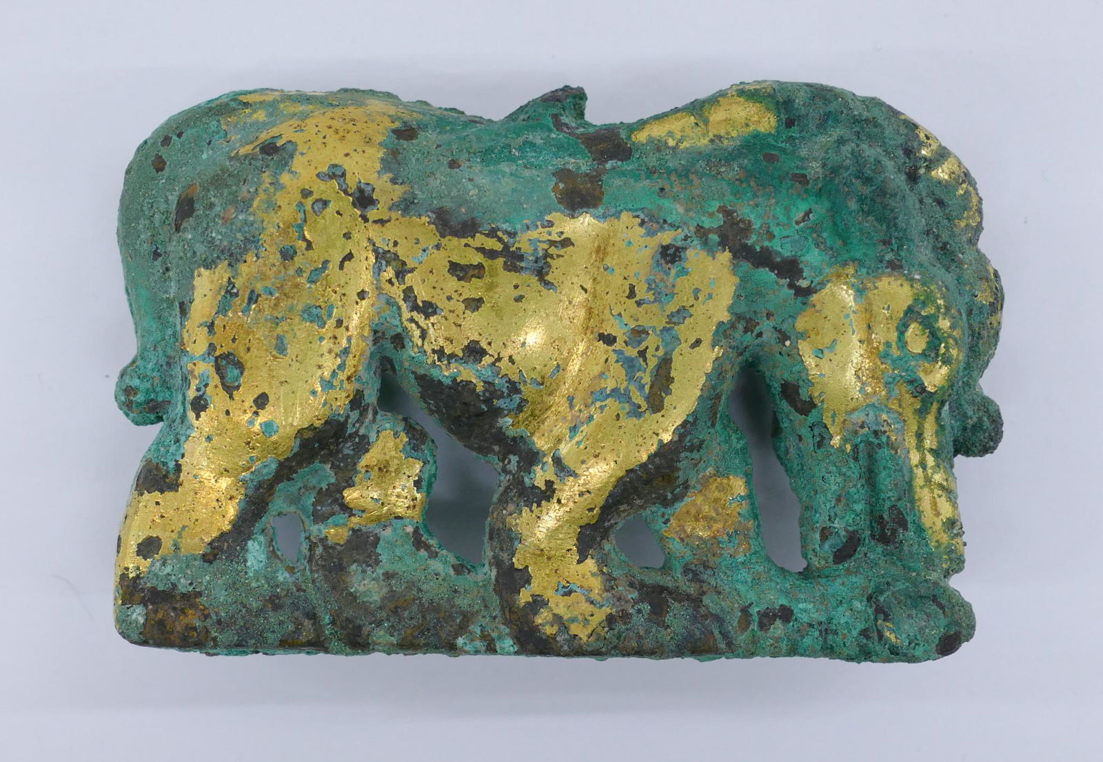 Ancient Scythian Xiongnu Gilt Bronze Horse Buckle (1 of 3)