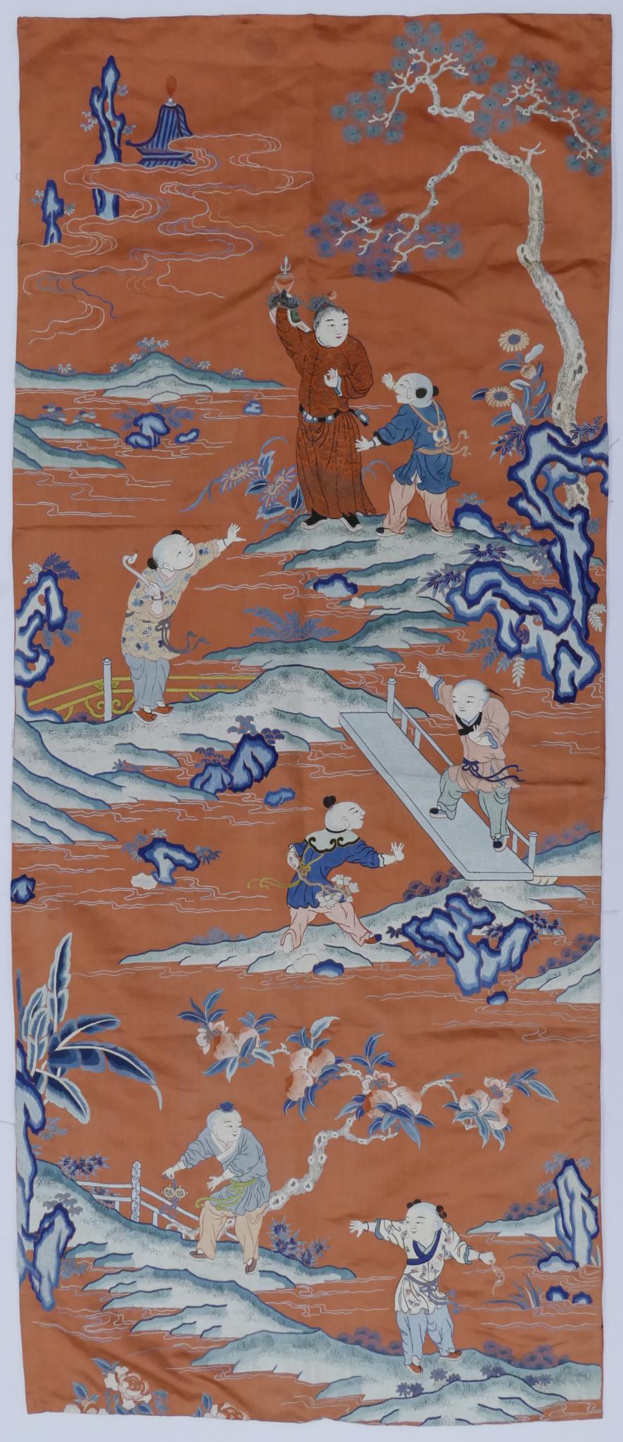 Chinese Qing Silk Embroidered Children Panel (1 of 4)