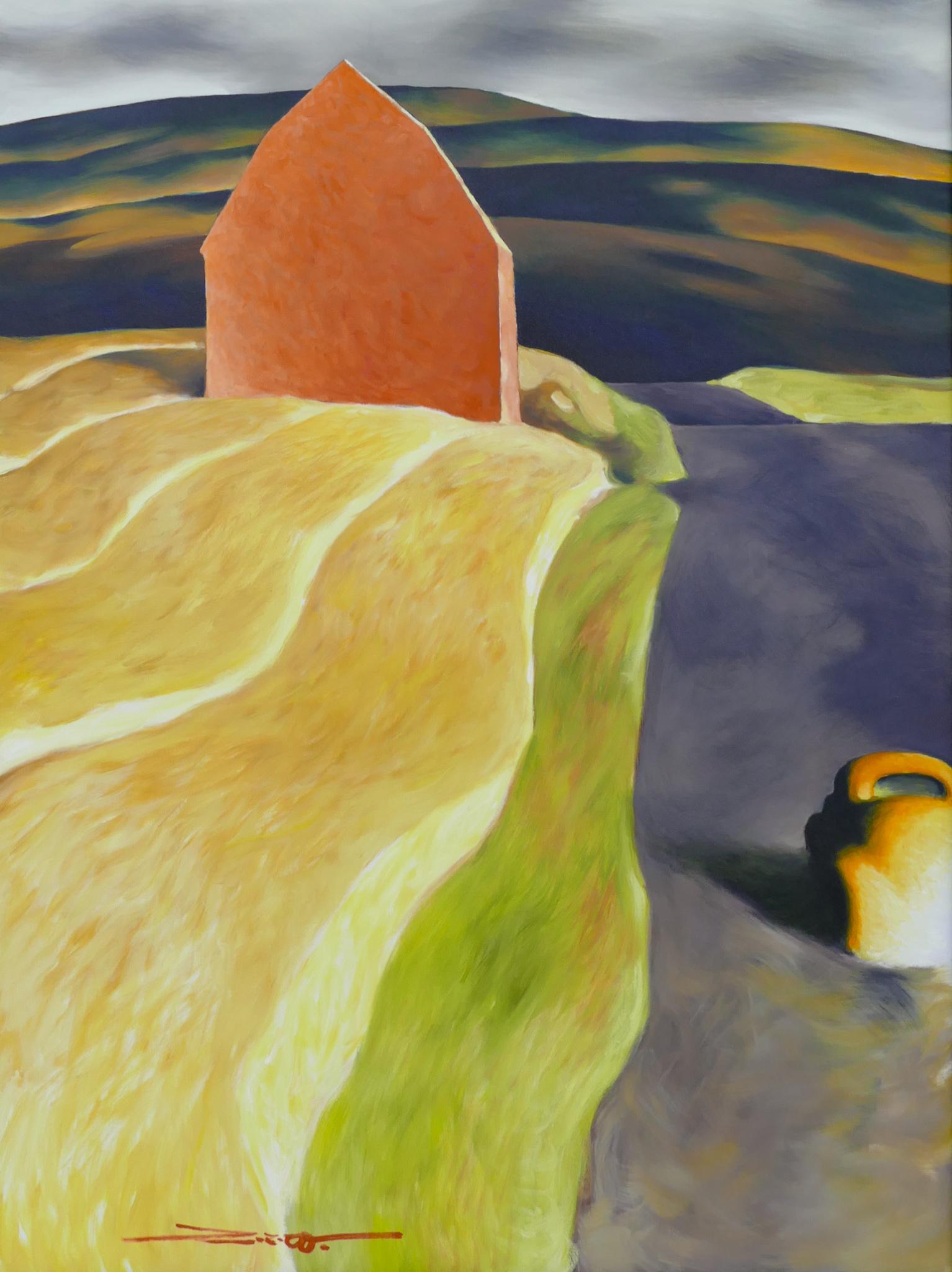 Z.Z. Wei ''Red Barn Road'' Oil (1 of 2)