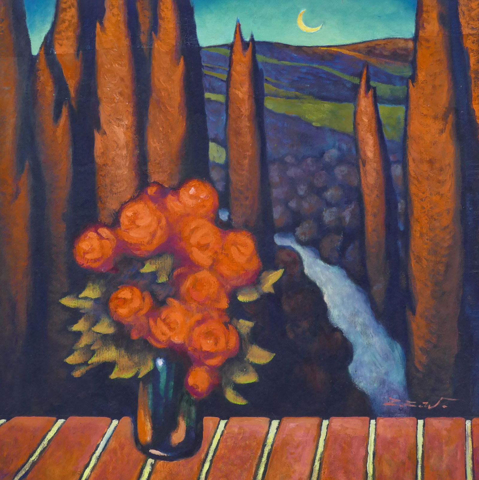 Z.Z. Wei ''Red Rose Night'' Oil (1 of 2)