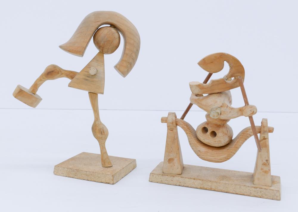 2pc Harold Balazs Figural Wood Sculpture (1 of 2)