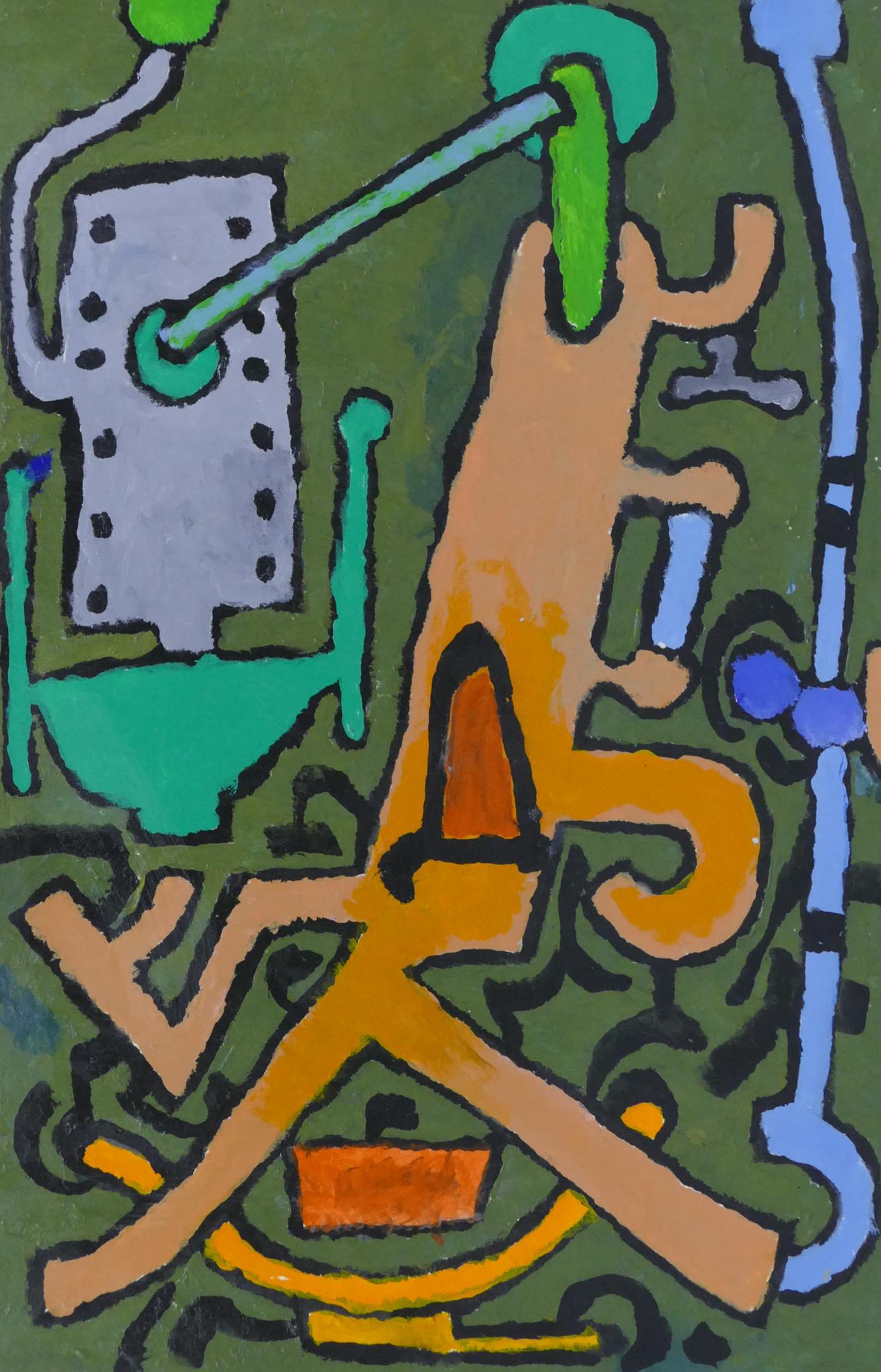 Harold Balazs ''Clutter'' 2012 Acrylic: Harold Balazs (1928-2017 Washington) ''Clutter'' 2012 Acrylic on Paper 22''x15''. A colorful abstraction. Signed and titled lower margin. Loose, unframed. Overall excellent condition.