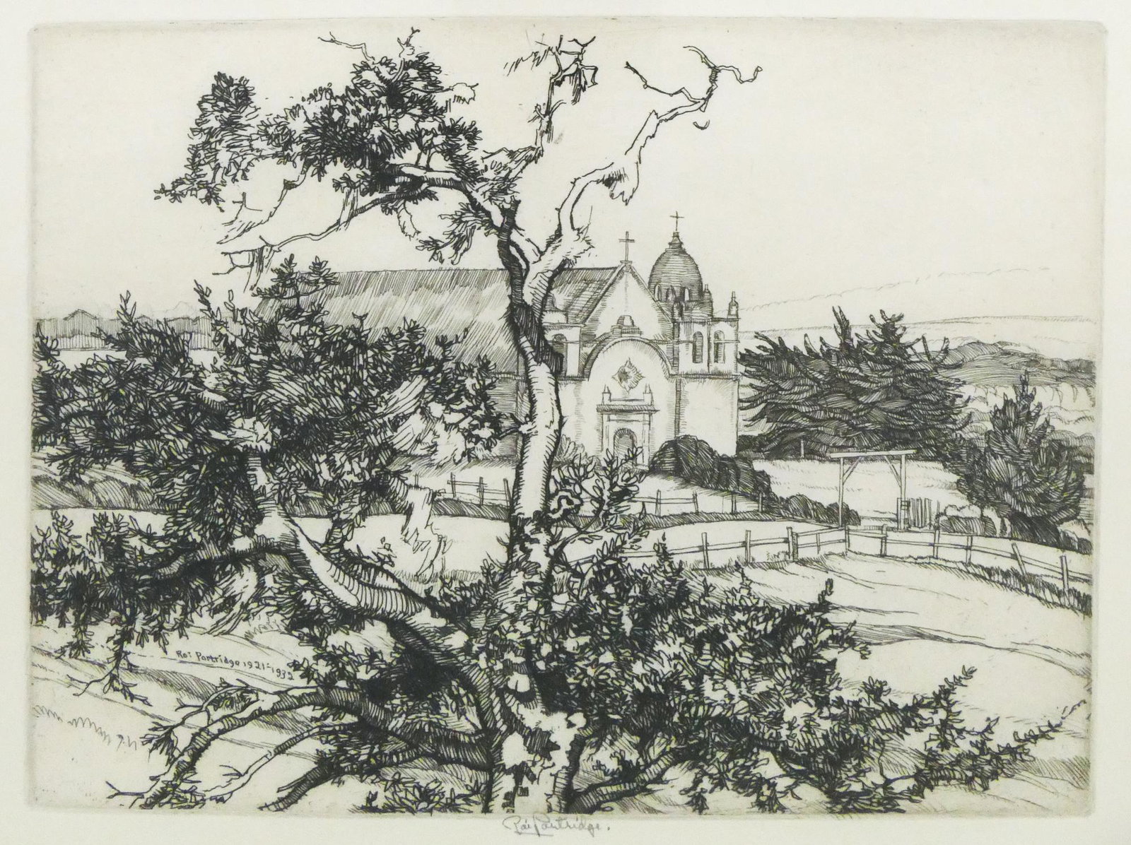 Roi Partridge 'Carmel Mission' Etching, 1932 (1 of 3)