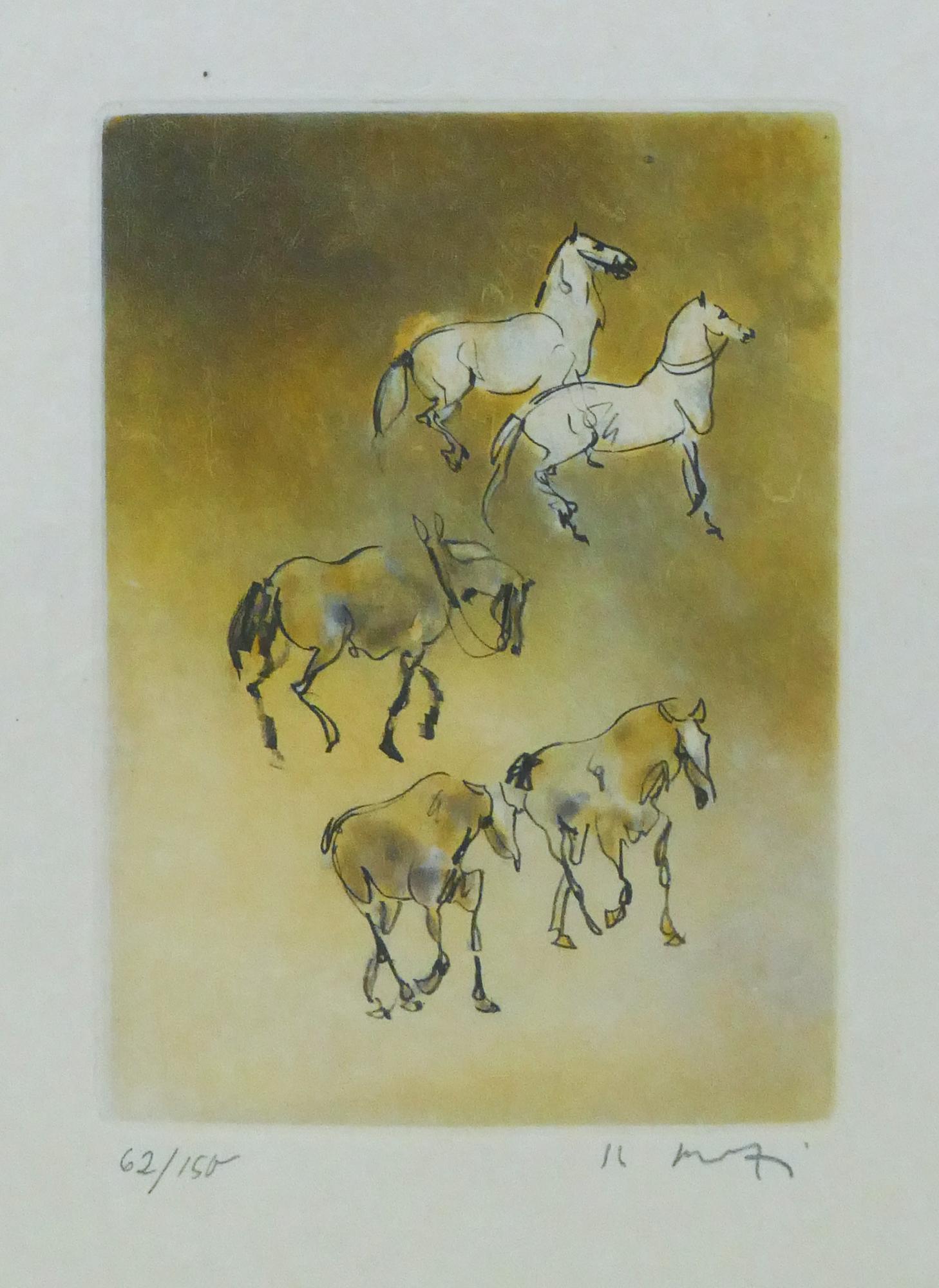 Kaiko Moti 'Horses' Aquatint Etching (1 of 2)