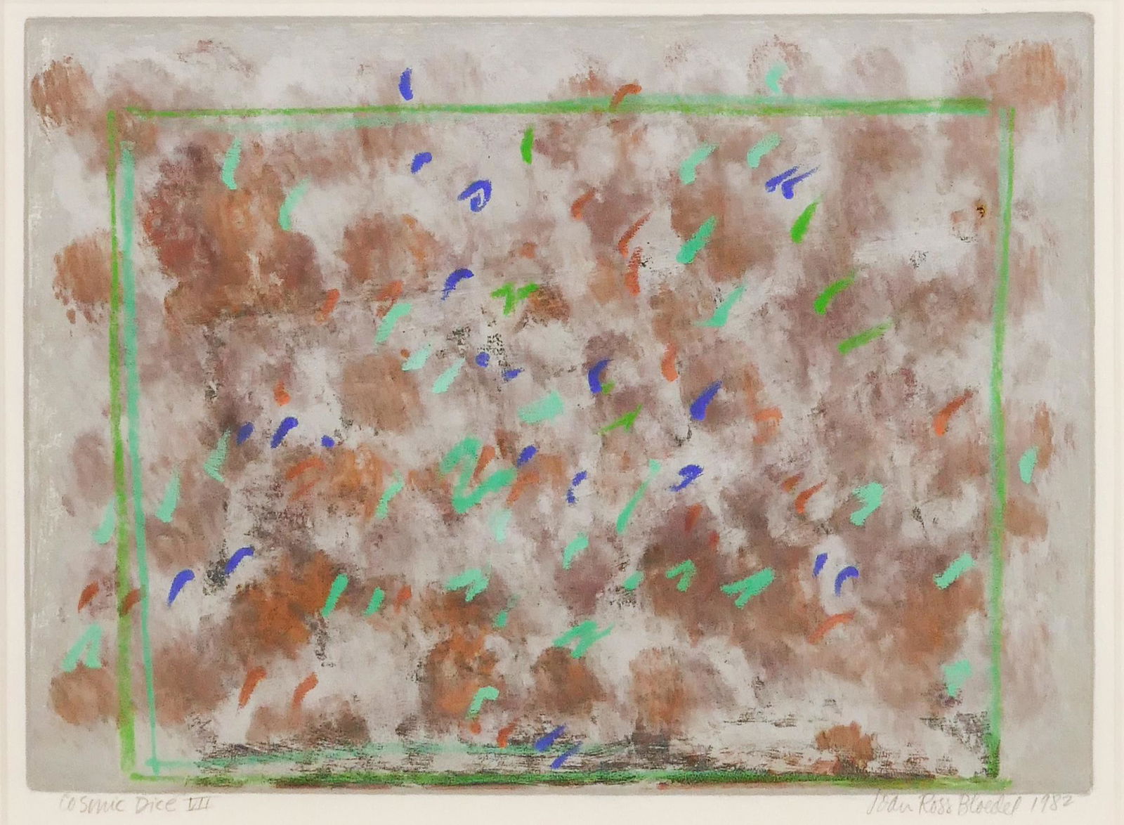 Joan Stuart Ross  'Cosmic Dice VII' Monoprint, 1982 (1 of 3)