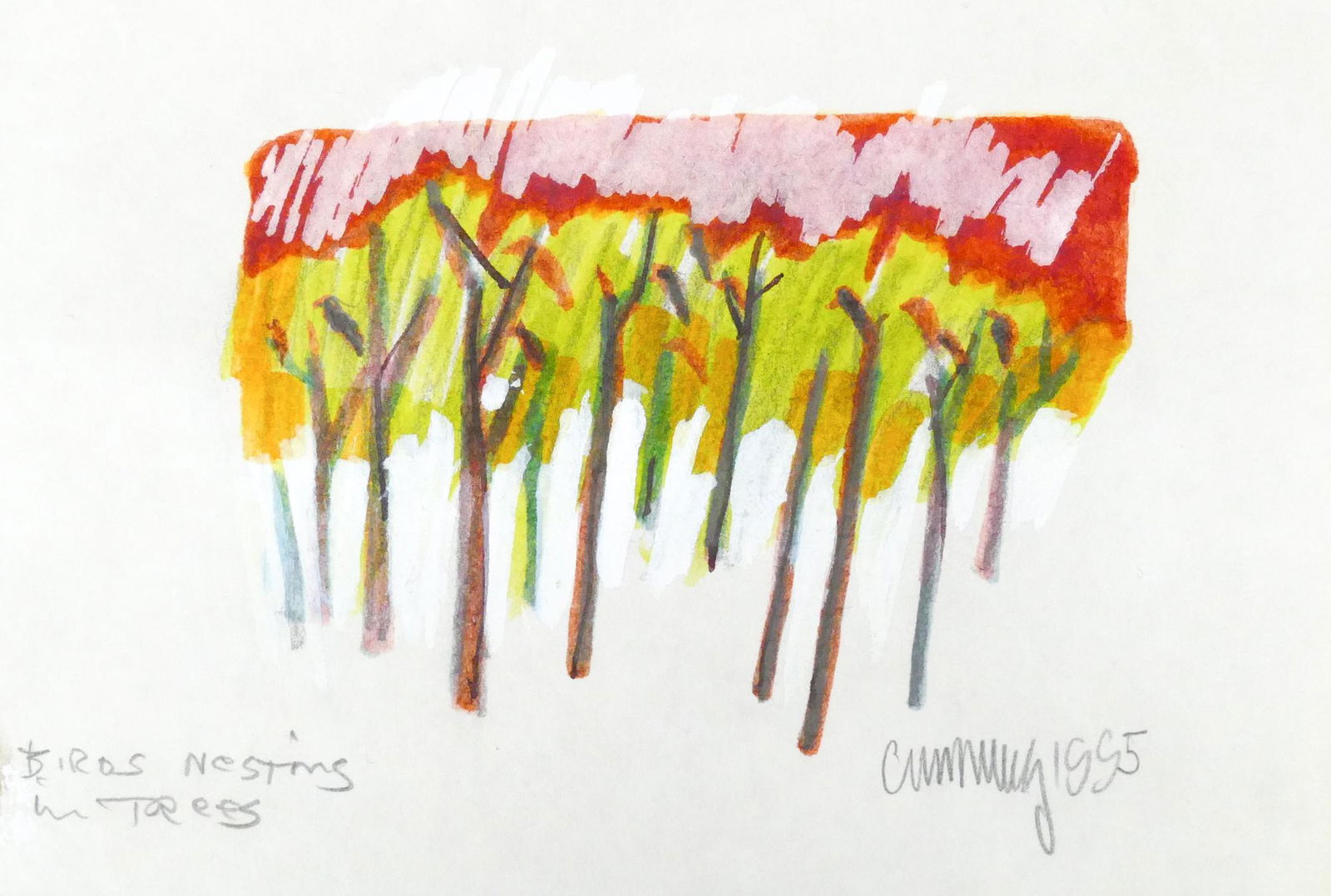 William Cumming 'Birds Nesting in Trees' Tempera, 1995 (1 of 4)