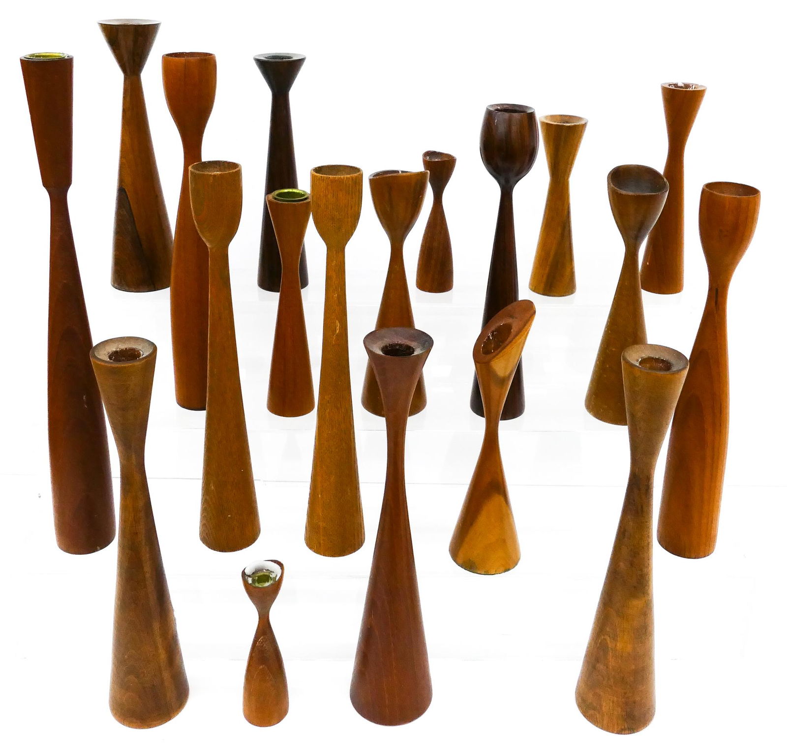 19pc Scandinavian Midcentury Wood Candlesticks (1 of 5)