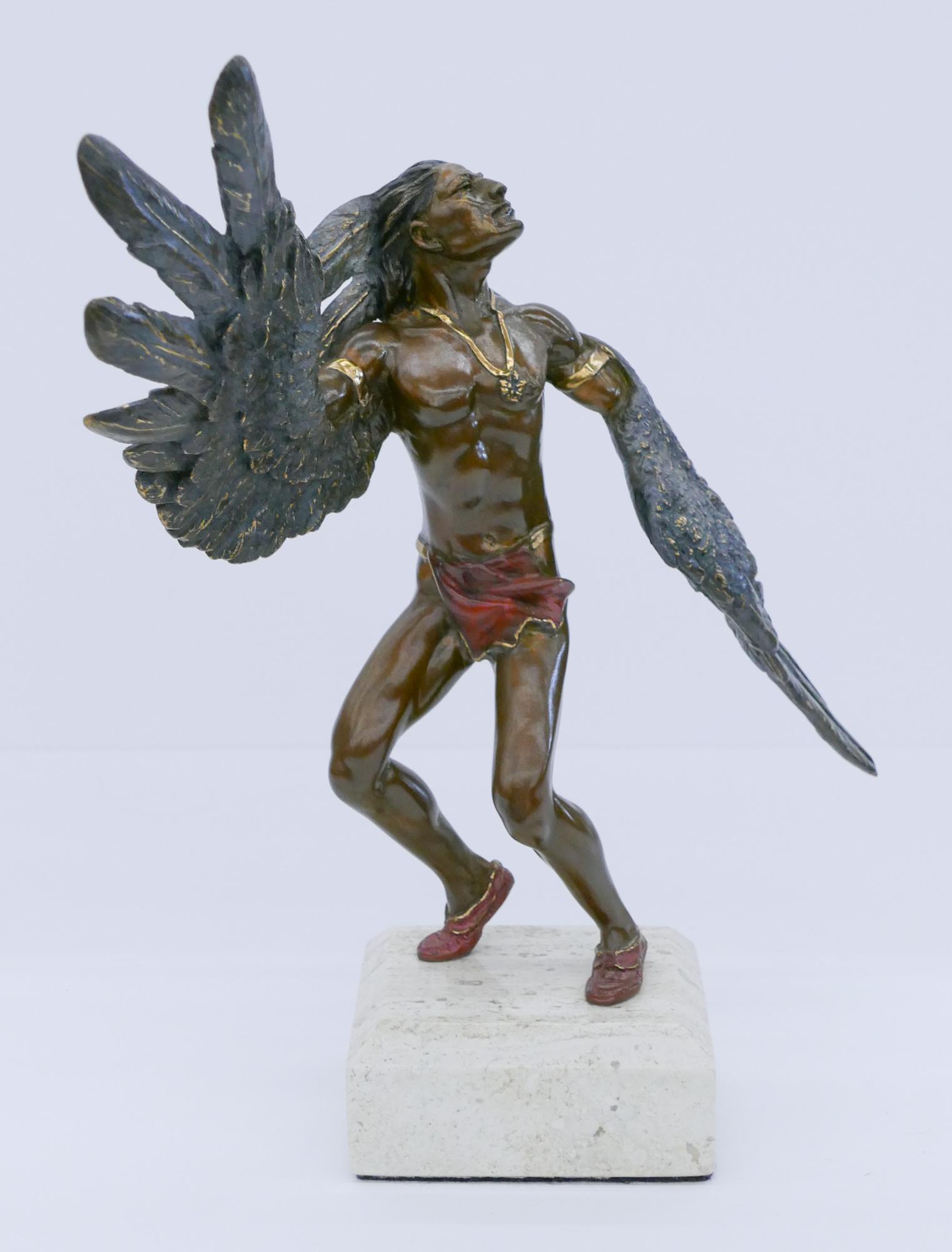 Rodolfo Morales ''Eagle Dancer'' 1993 Bronze: Rodolfo Morales (1925-2001 Mexican) ''Eagle Dancer'' 1993 Patinated Bronze 11''x10''. Signed and numbered 241 of 1200 edition under wing. Excellent condition.