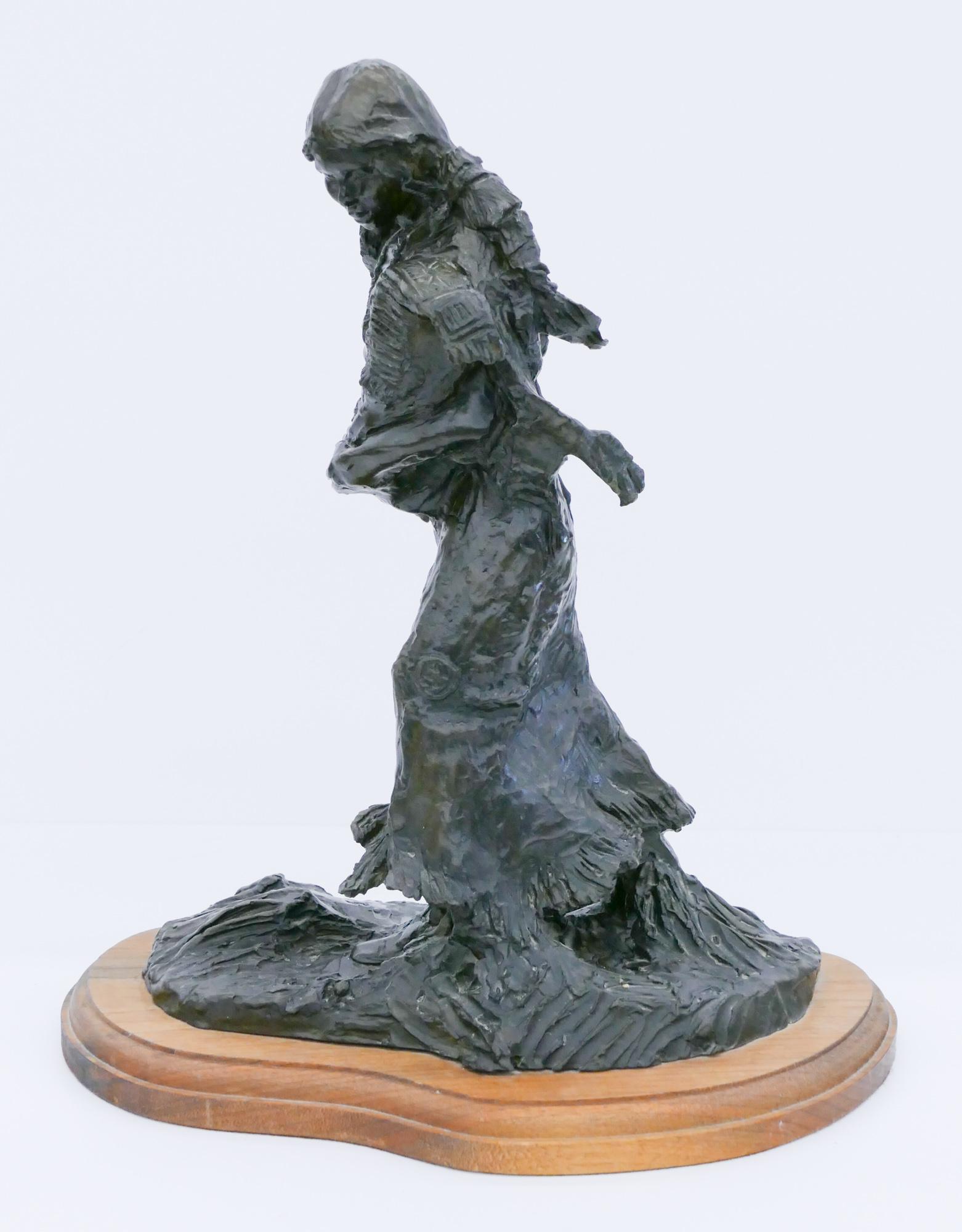 Dave Powell ''Indian Mother and Child'' Bronze: Dave Powell (b.1954 Montana) ''Indian Mother and Child'' Bronze Sculpture 12.5''x10''. Signed and numbered 3 of 10 edition on base with Powell Foundry mark. Excellent condition.