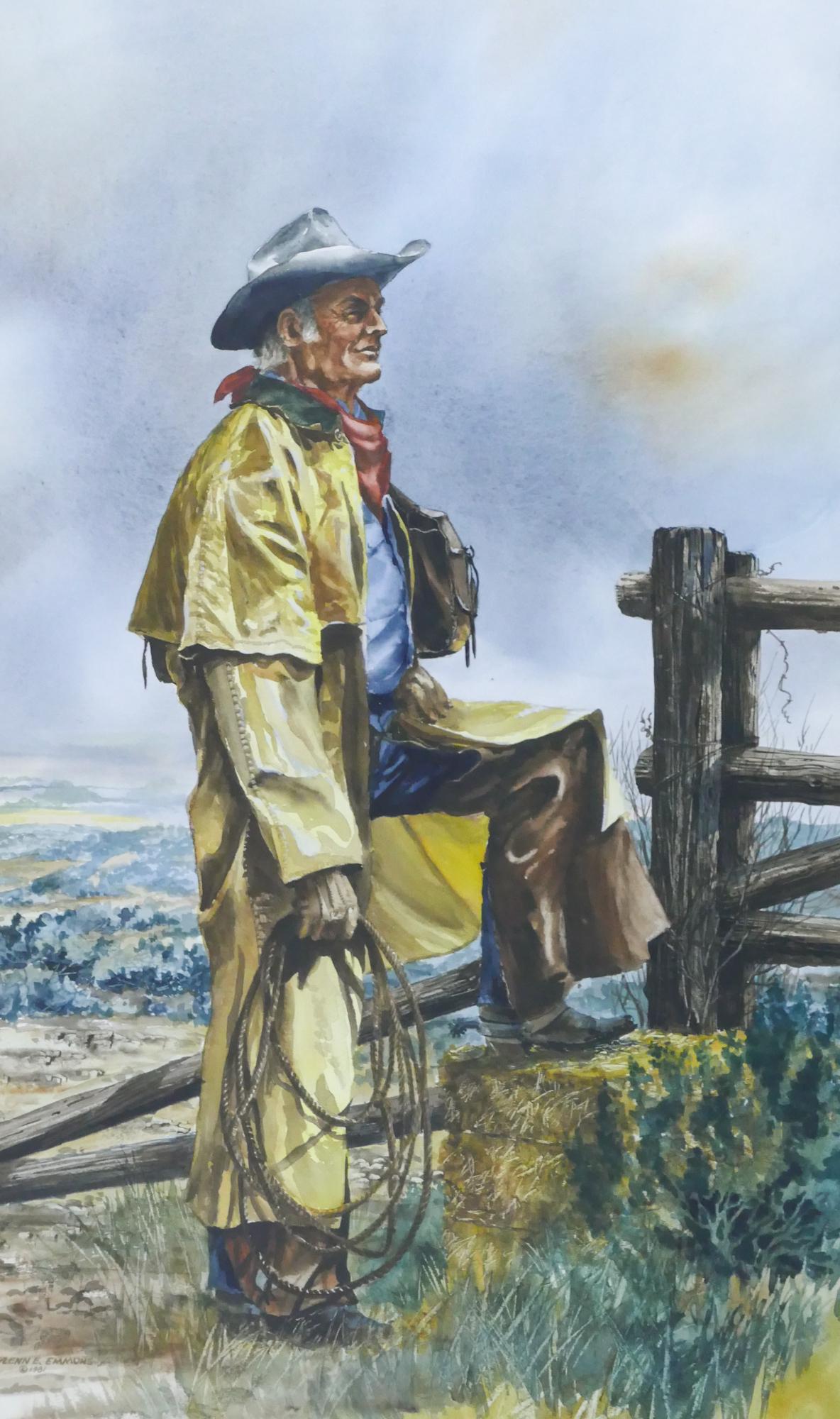 Glenn Emmons ''Roy'' 1981 Watercolor: Glenn Emmons (1936-2003 Washington) ''Roy'' 1981 Watercolor on Paper 29''x18'' Sight. Signed l.l. Original framing 42''x30''. Excellent condition.