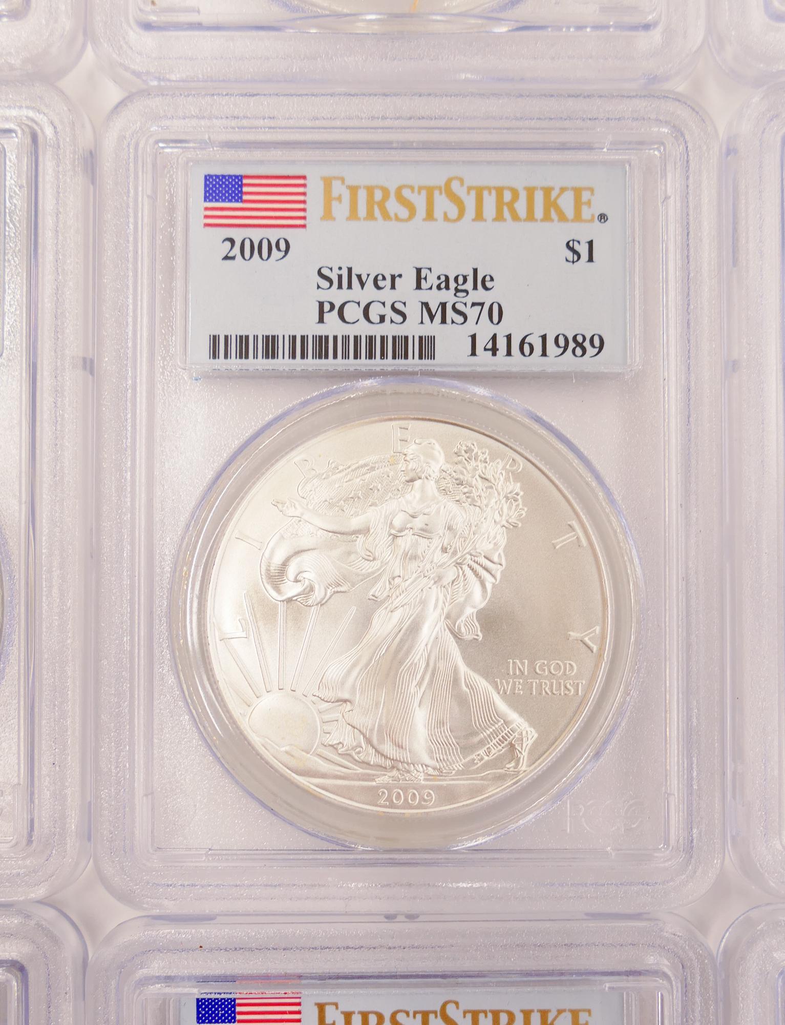 15pc United States 2009 Silver Eagle $1 First Strike Coins, PCGS MS70 (1 of 4)