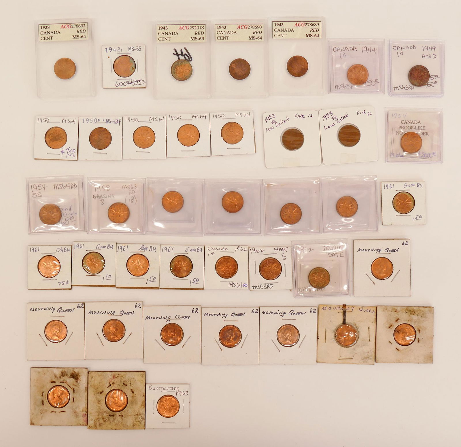 40pc Canada 1 Cent Coins 1938-1963 (1 of 2)