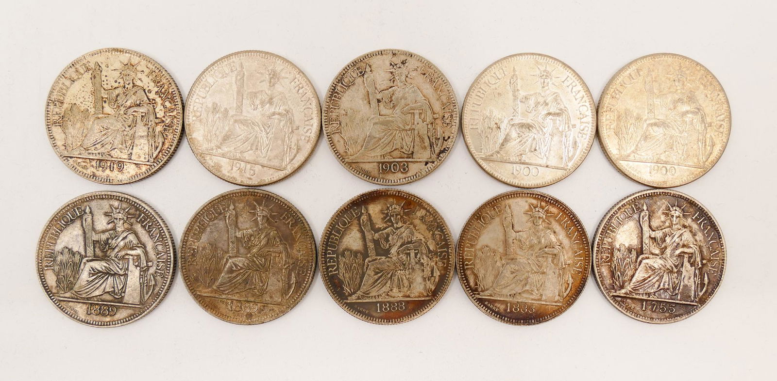 10pc Fantasy Republique Francaise Mexico  Coins (1 of 4)