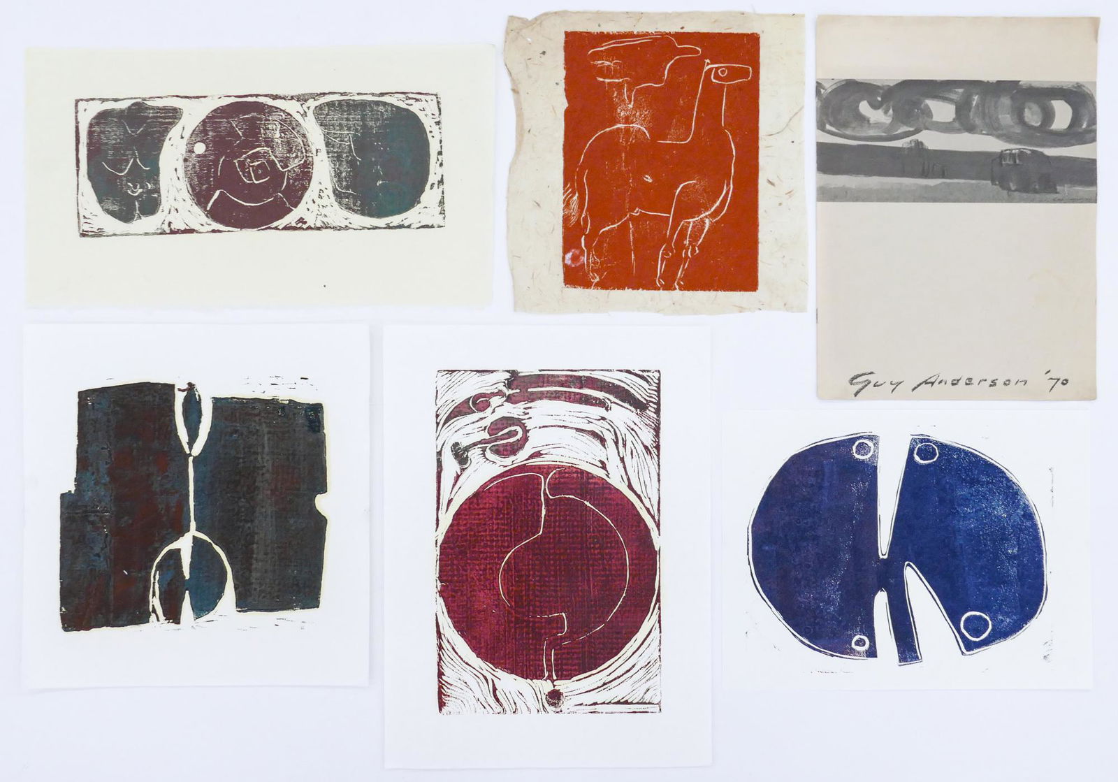 5pc Guy Anderson Abstract Woodcut Prints (1 of 3)