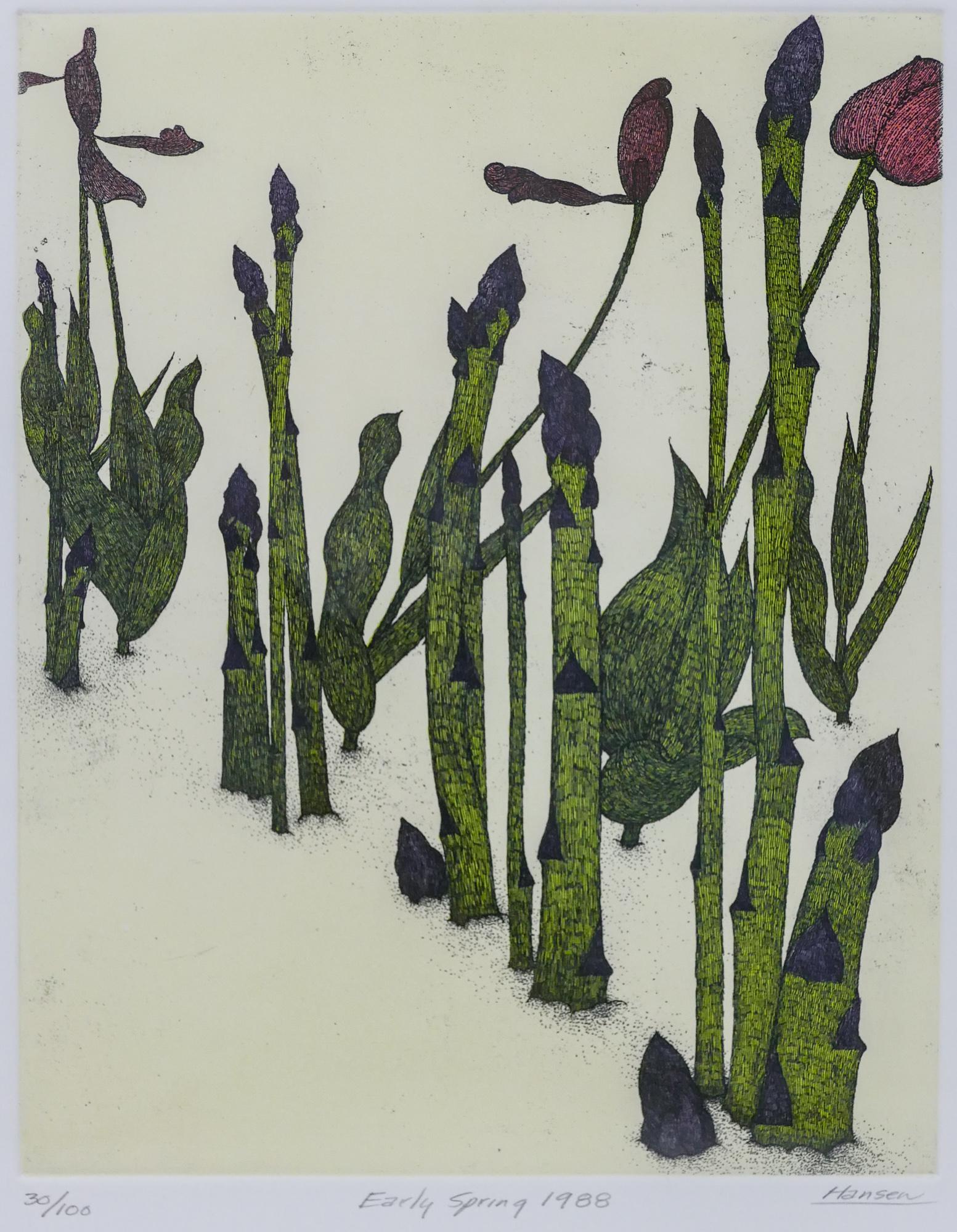 Art Hansen ''Early Spring'' (Asparagus) 1988 Etching (1 of 2)