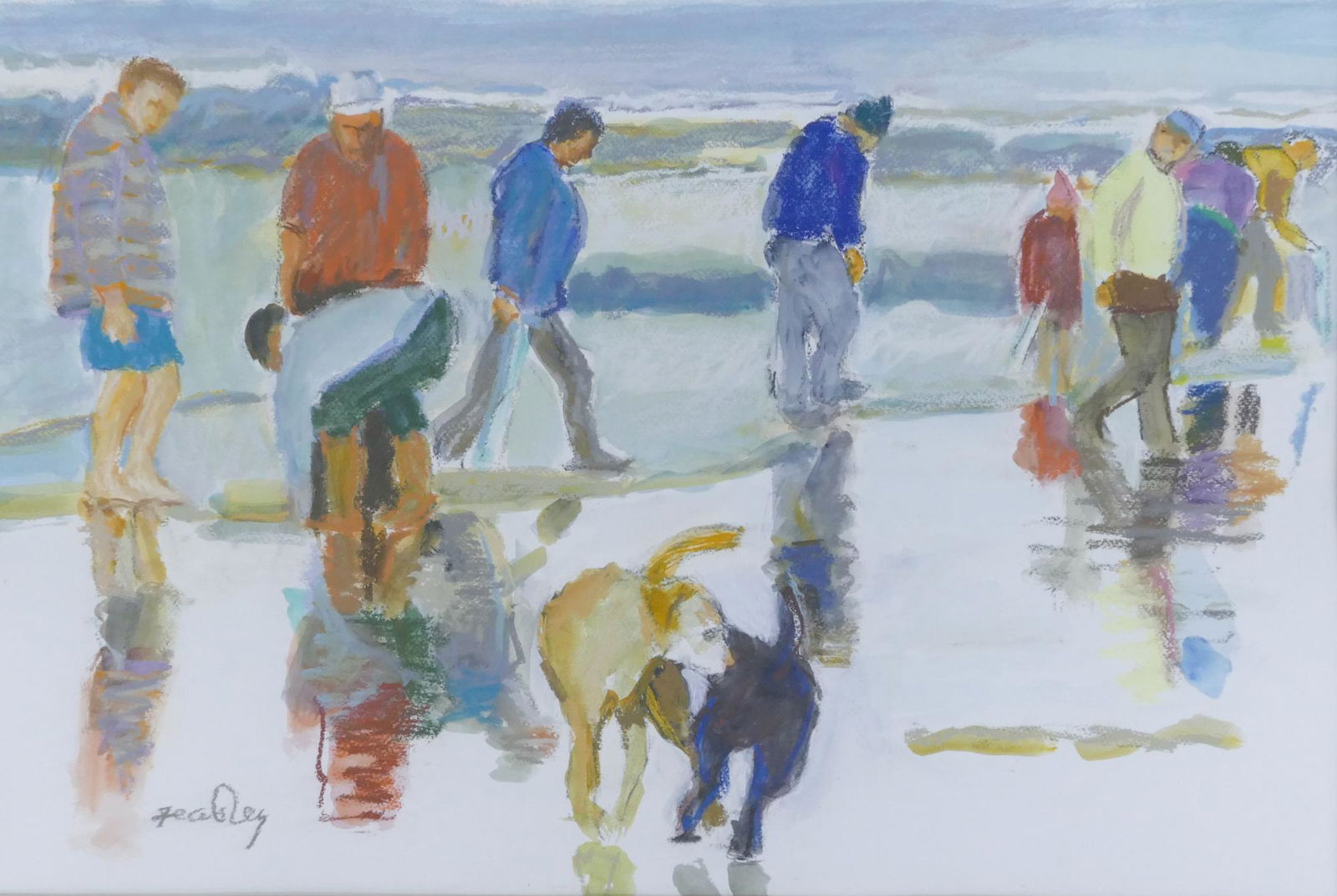 Robert Feasley ''Clam Diggers'' Mixed Media (1 of 2)