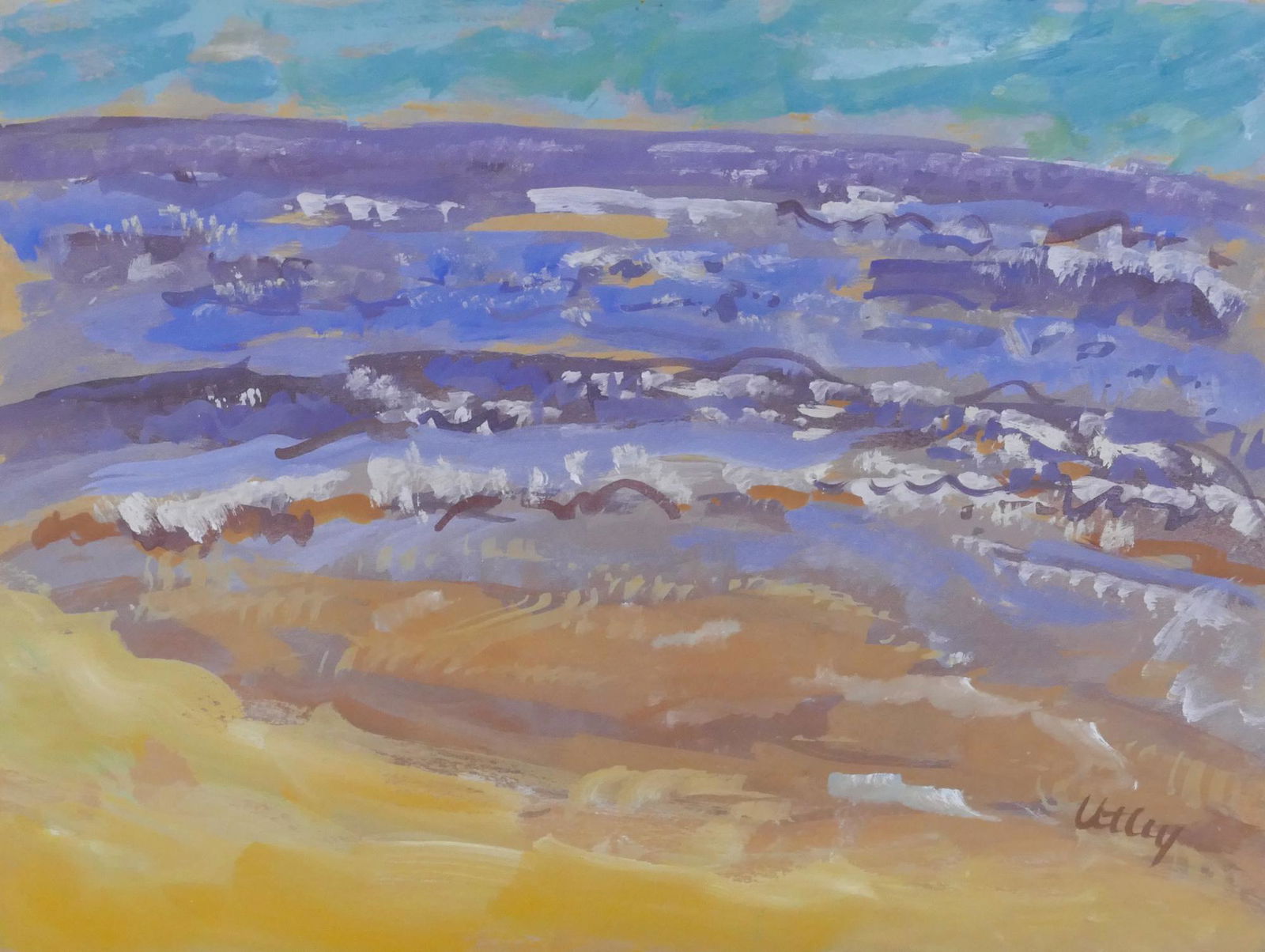 Windsor Utley ''Surf and Sand #2'' Tempera (1 of 2)