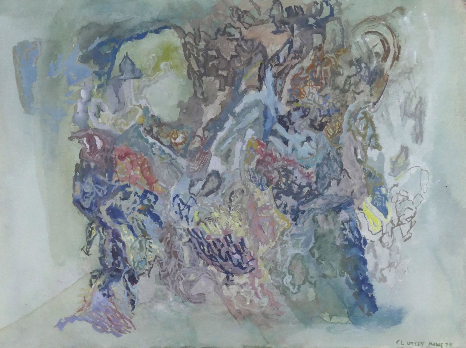 Claude Utley ''Untitled'' (Abstract) 1979 Tempera (1 of 2)