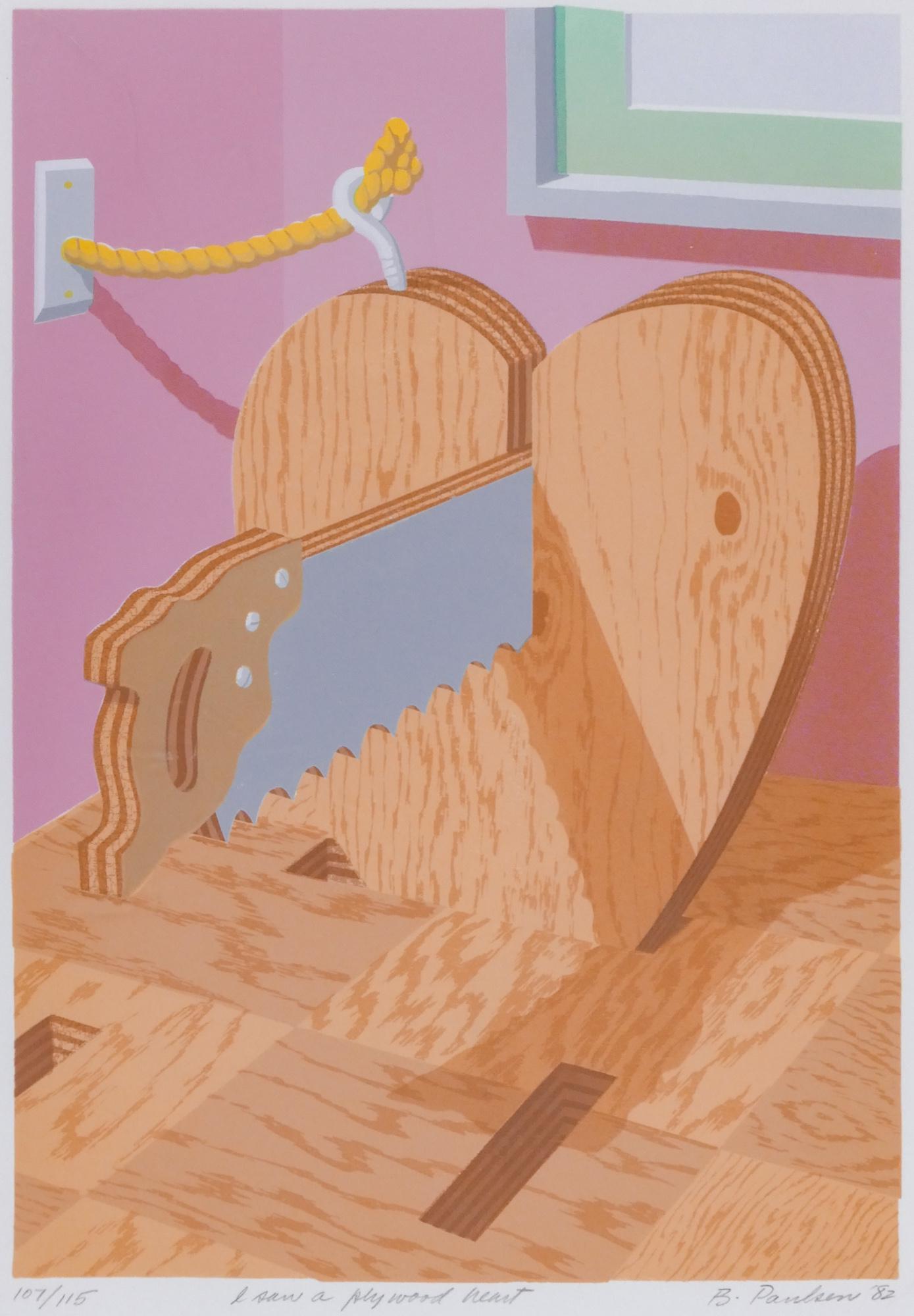 Brian Paulsen ''I Saw a Plywood Heart'' 1982 Screenprint (1 of 2)