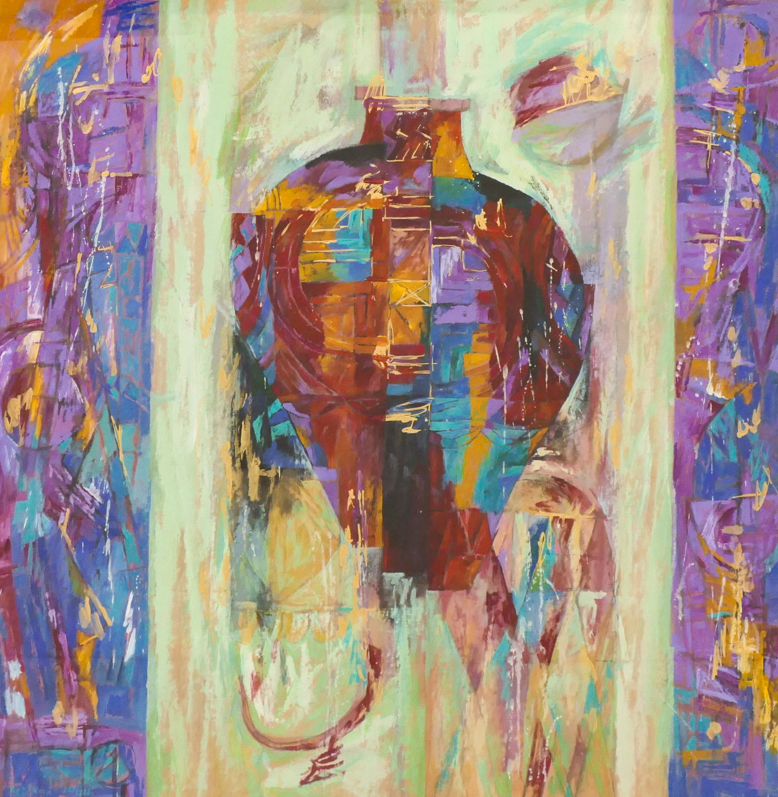 Yi Kai ''Color Dream of Vase'' 1994 Acrylic on Rice (1 of 2)