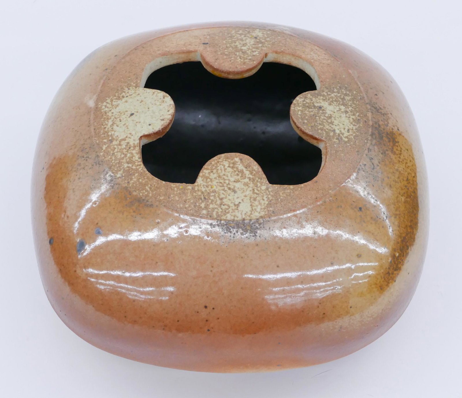 David Shaner Shino Glazed Pillow Pot (1 of 3)