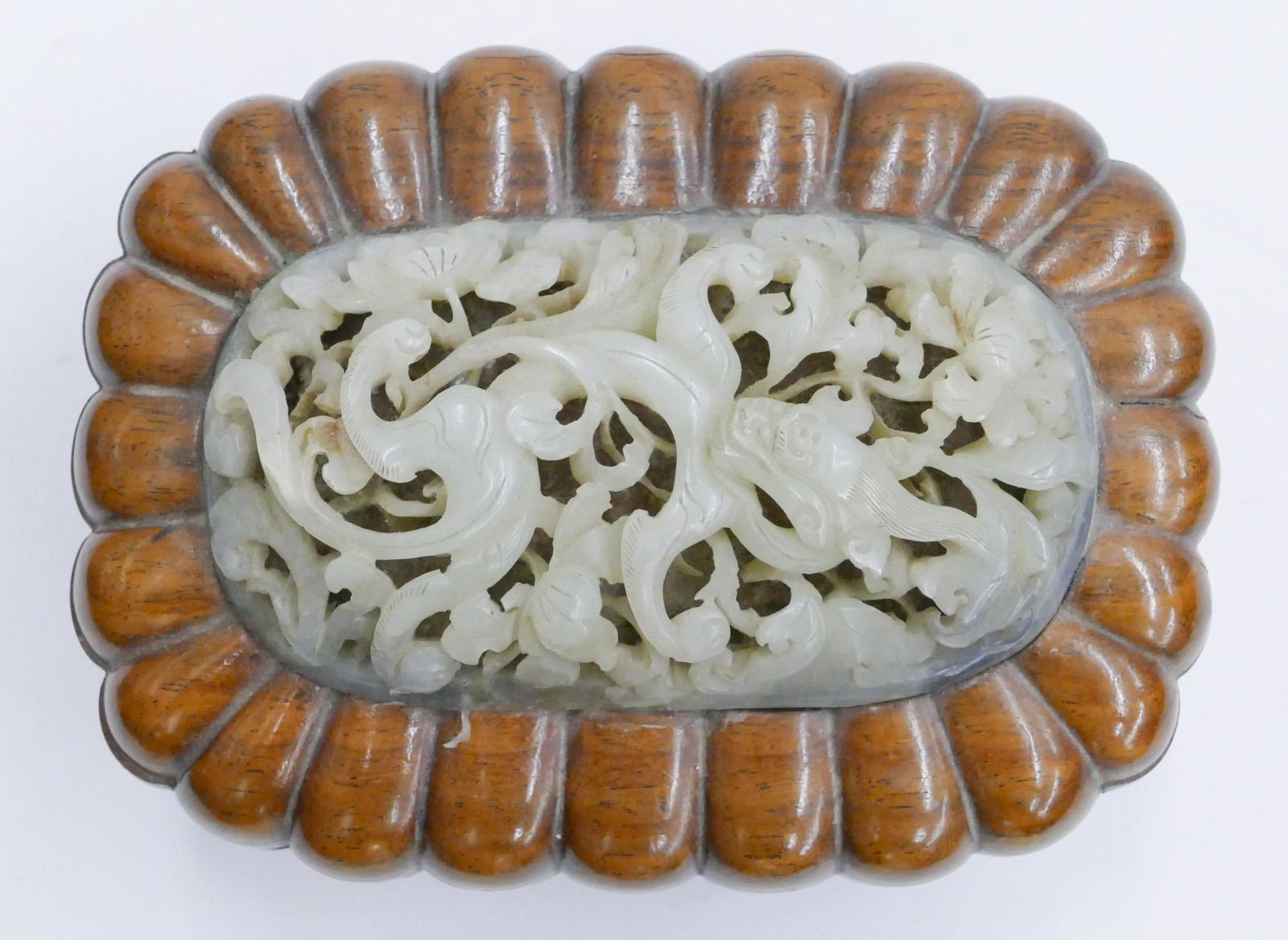 Chinese 18th Cent. White Jade Plaque on Box (1 of 6)