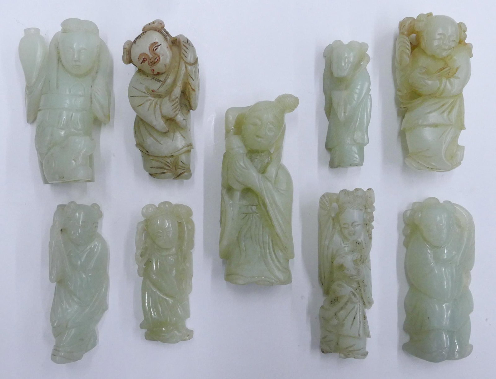 9pc Chinese Qing Jade Woman Figures (1 of 5)