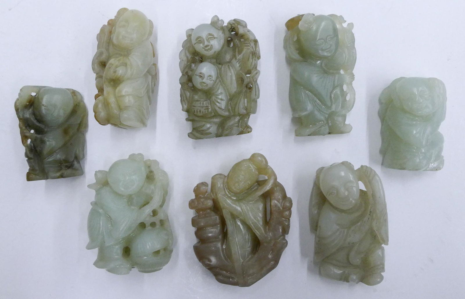 8pc Chinese Qing Jade Immortal Pebble Figures (1 of 6)