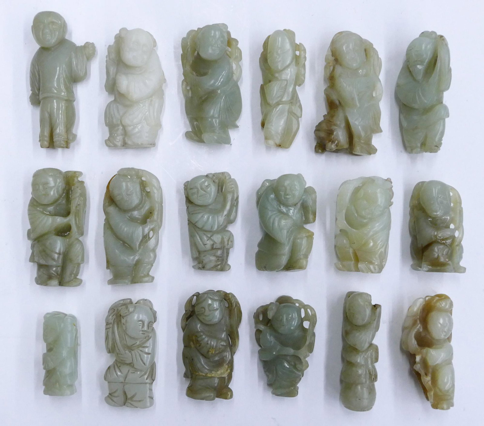 18pc Chinese Qing Jade Immortal Carvings (1 of 6)