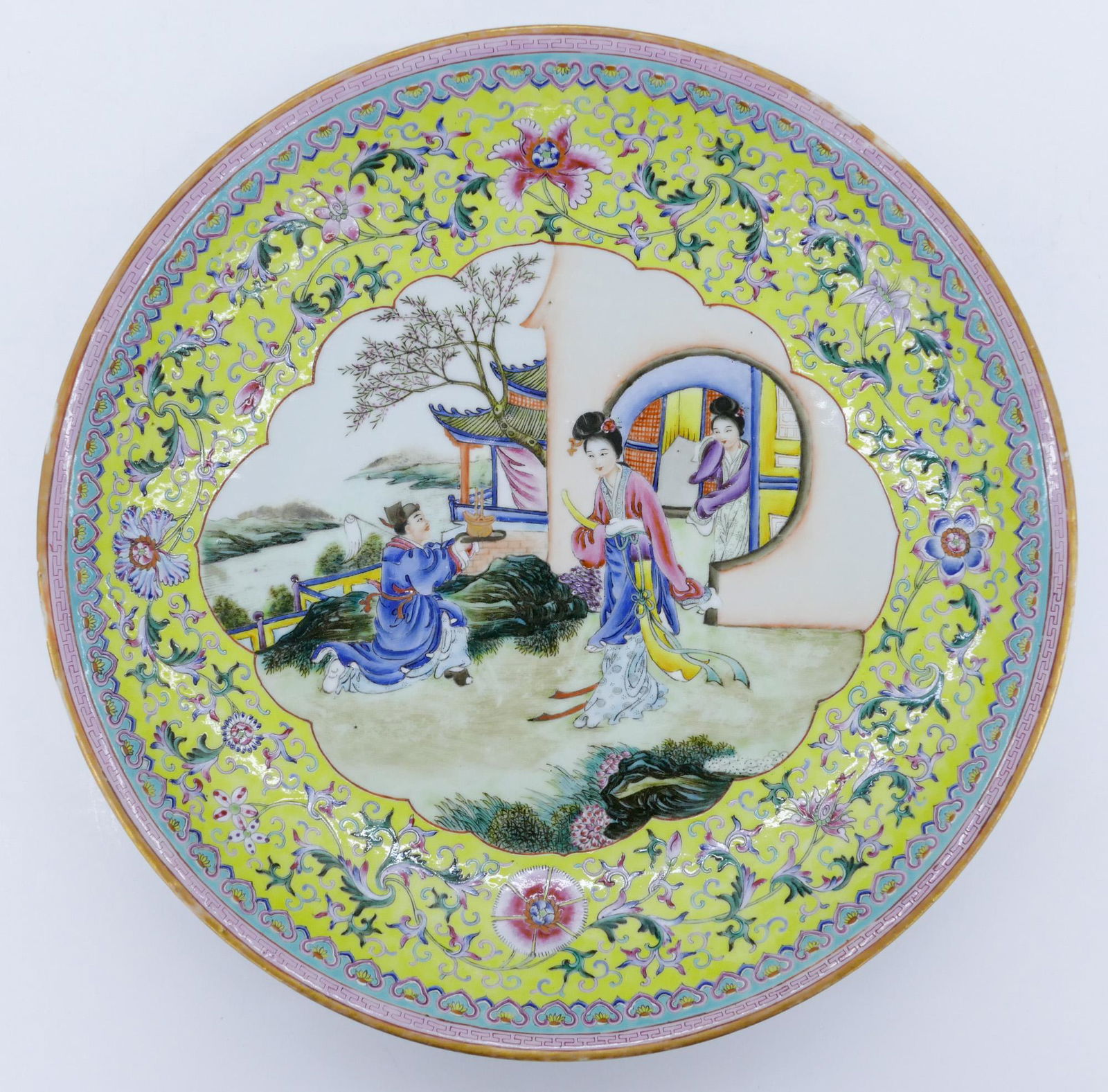 Chinese Republic Famille Rose Courtesan Deep Charger (1 of 4)