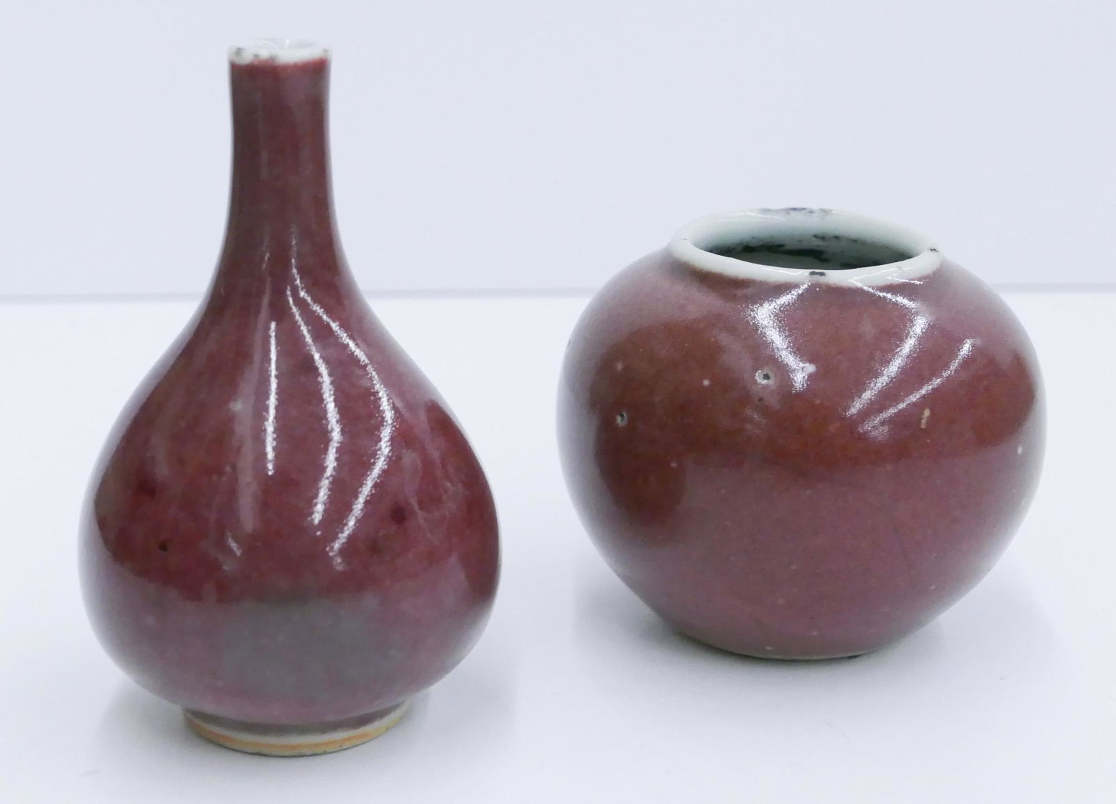 2pc Chinese Qing Peachbloom Miniatures (1 of 4)