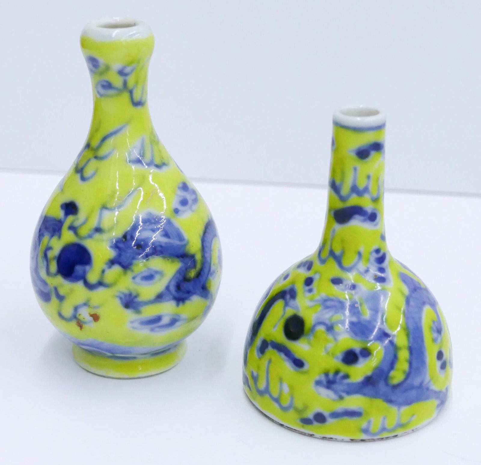 2pc Chinese Republic Miniature Dragon & Phoenix Vases (1 of 4)