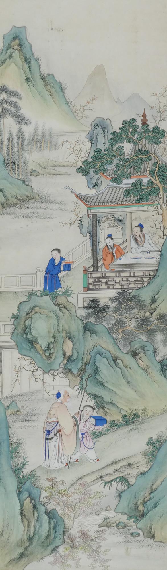 Chinese Qing Scholars Painted Scroll (1 of 4)