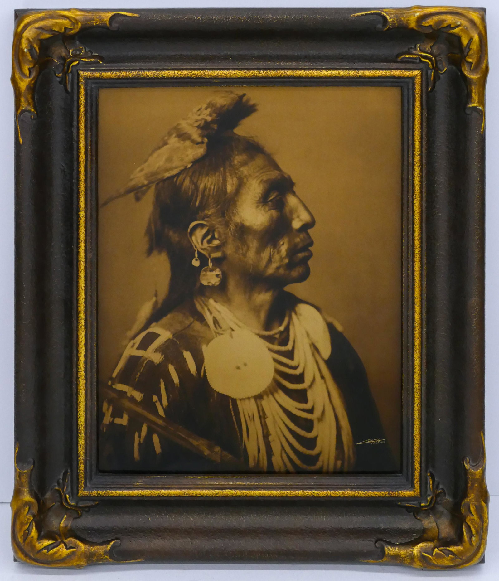 After Edward Curtis ''Medicine Crow'' 1908 Orotone (1 of 2)