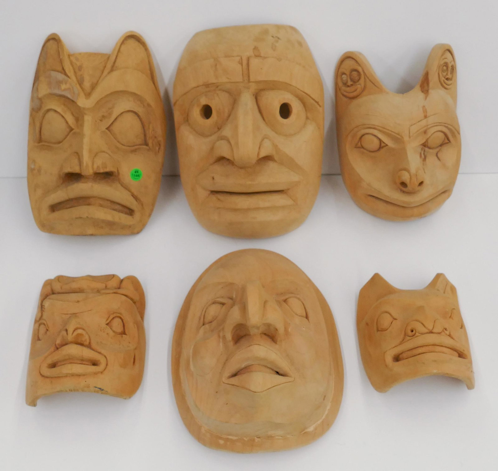 6pc Charles Smith Northwest Carved Masks Cedar (1 of 3)