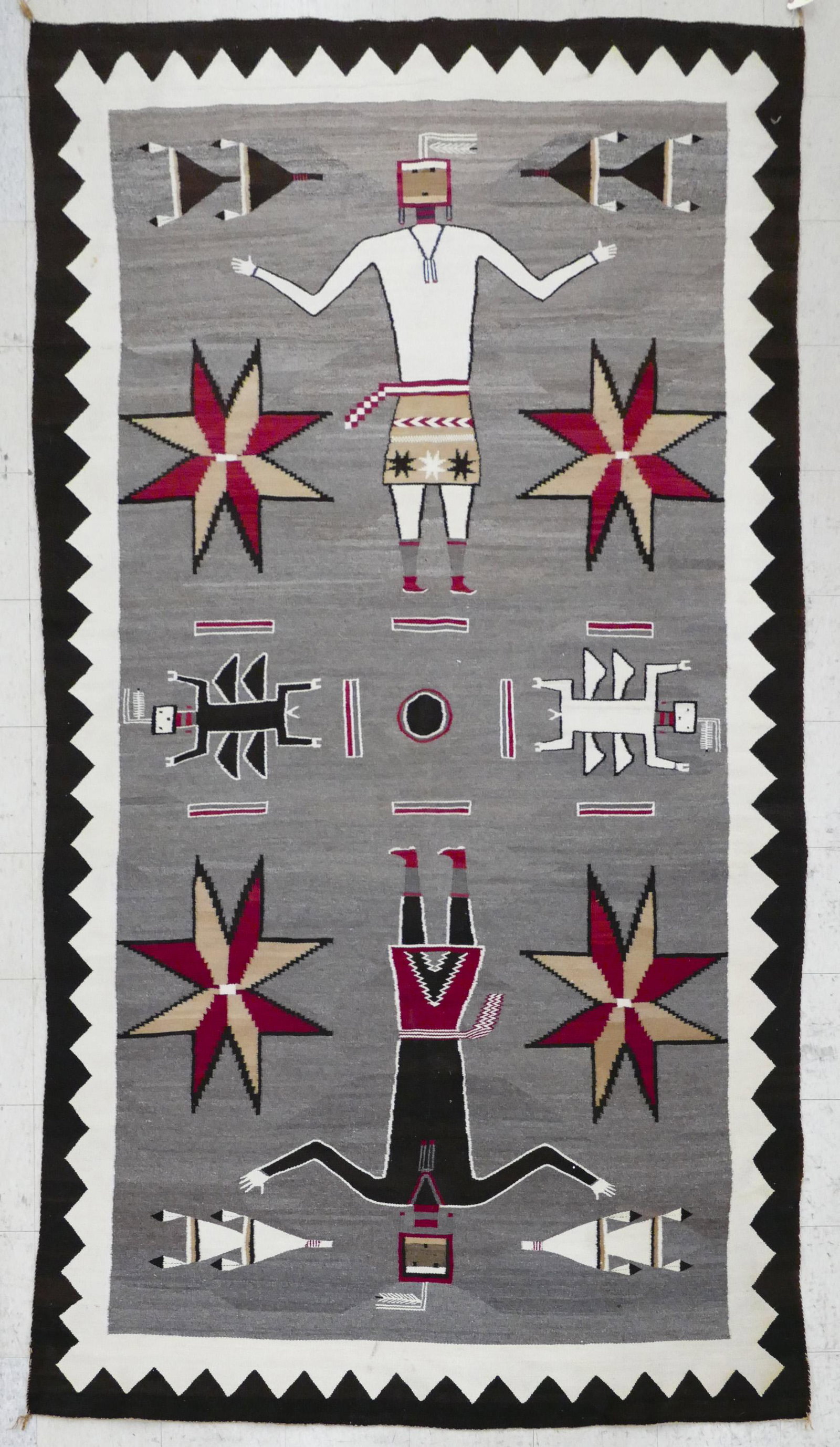 Impressive Navajo Yei Pictorial Large Wool Rug 11'x6'3" (1 of 5)