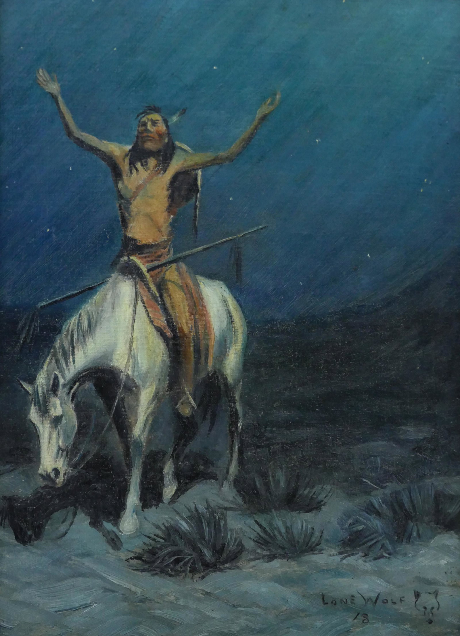 Lone Wolf ''End of the Trail'' 1918 Oil (1 of 3)