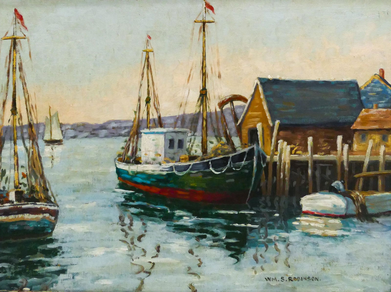 William Smith Robinson "Harbor Scene" Oil (1 of 3)
