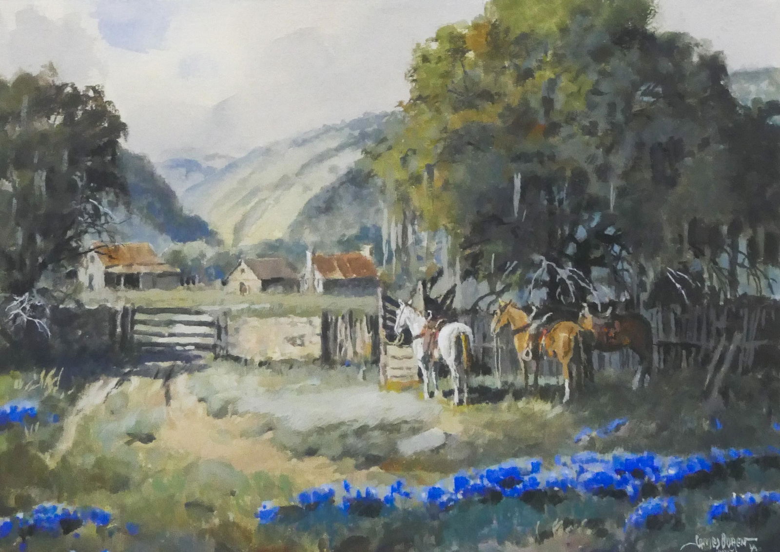 James Boren ''Summertime on the Ranch'' 1985 Watercolor (1 of 3)