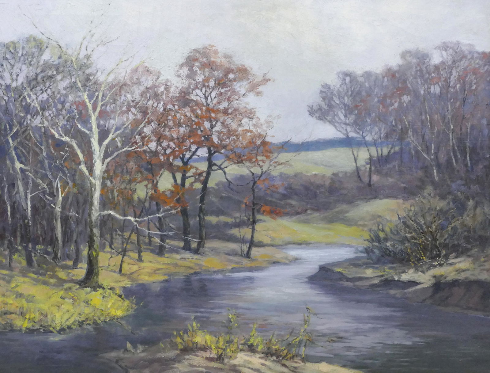 Peter Winthrop Sheffers ''Late Fall, Along the Mackinaw" Oil (1 of 3)