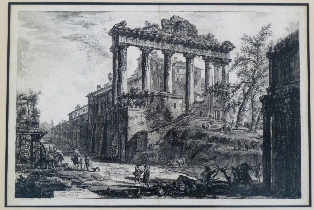 Francesco Piranesi (1758-1810 Italy) ''Veduta del Te: Francesco Piranesi (1758-1810 Italy) ''Veduta del Tempio'' Architectural Engraving - 18 3/8''x27 3/4'' Plate Size